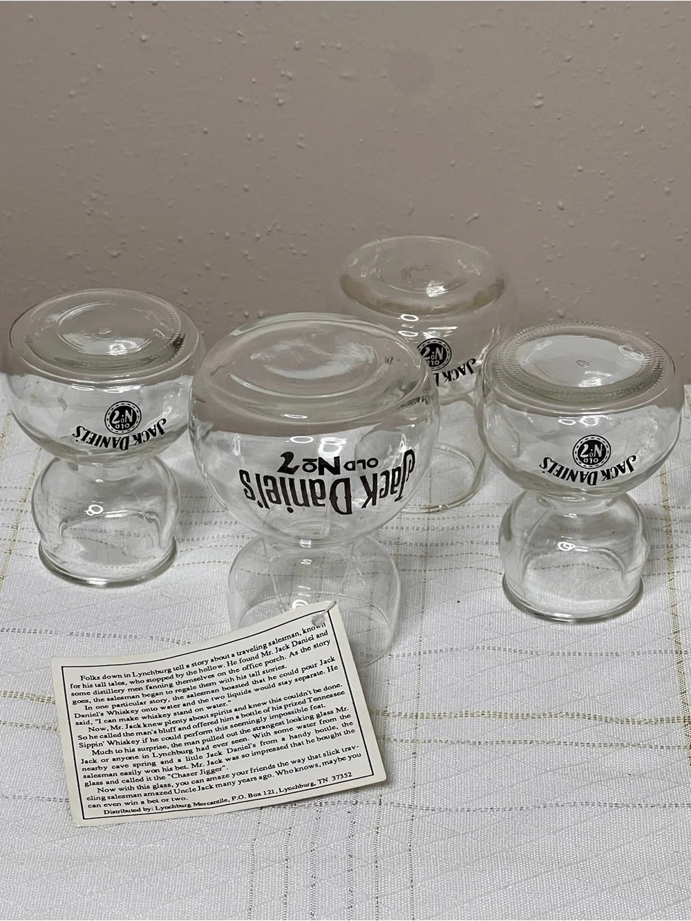 Jack Daniels Old No 7 Double Bubble Shot Glasses Set of 4 Whiskey Chaser